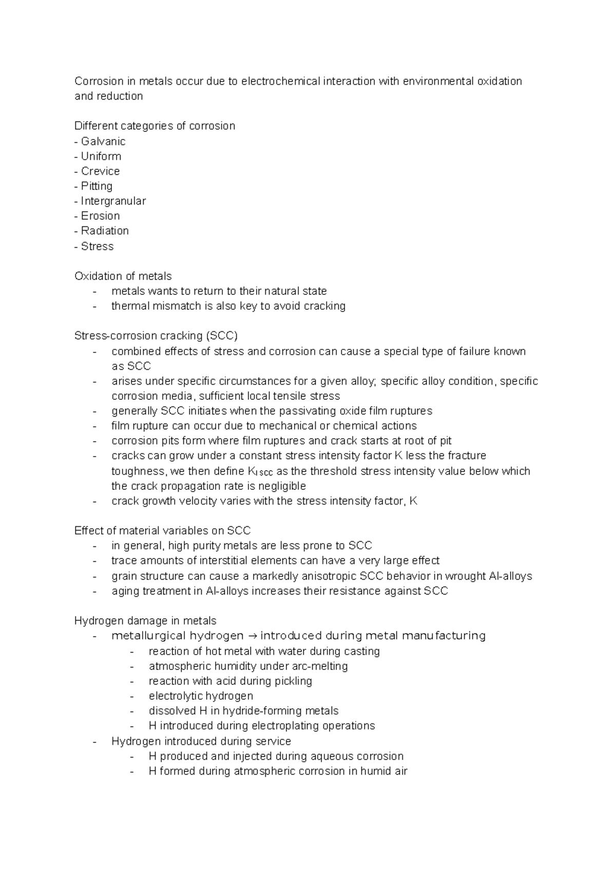 L8 - Corrosion Mechanisms and Stress Corrosion Cracking Analysis - Studocu