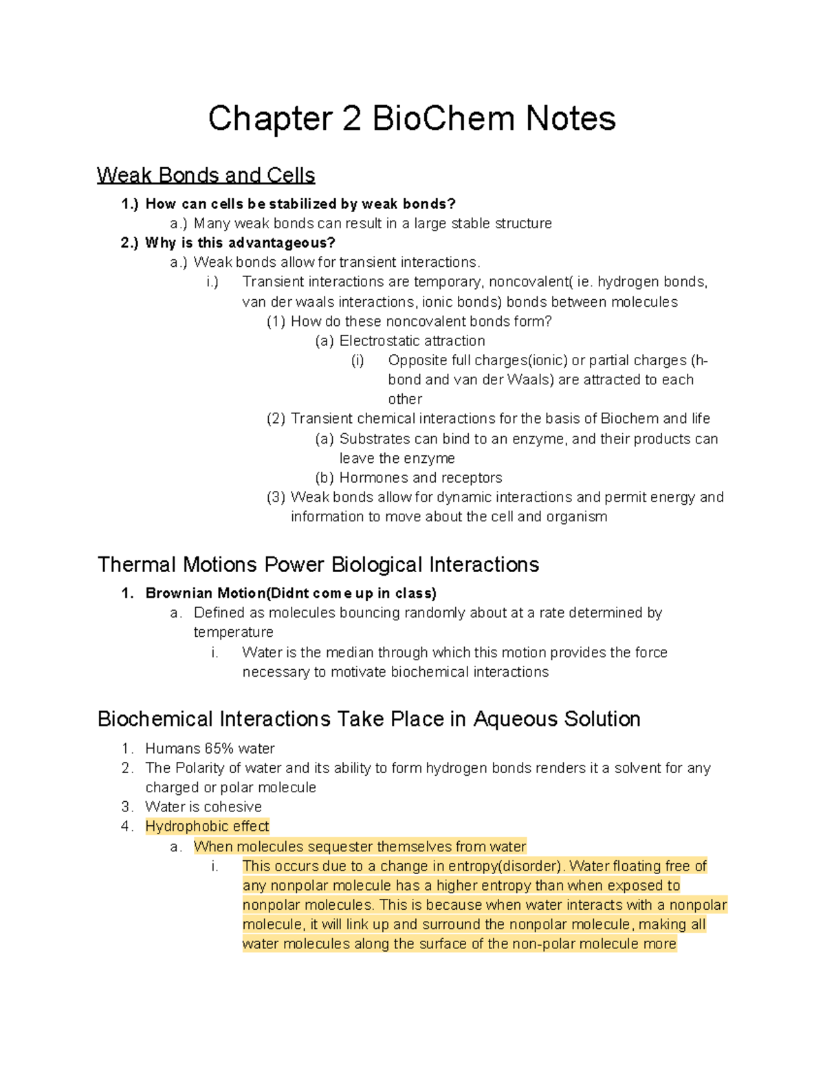 Bio Chem Readings - Chapter 2 notes through 2.4 - Chapter 2 BioChem ...