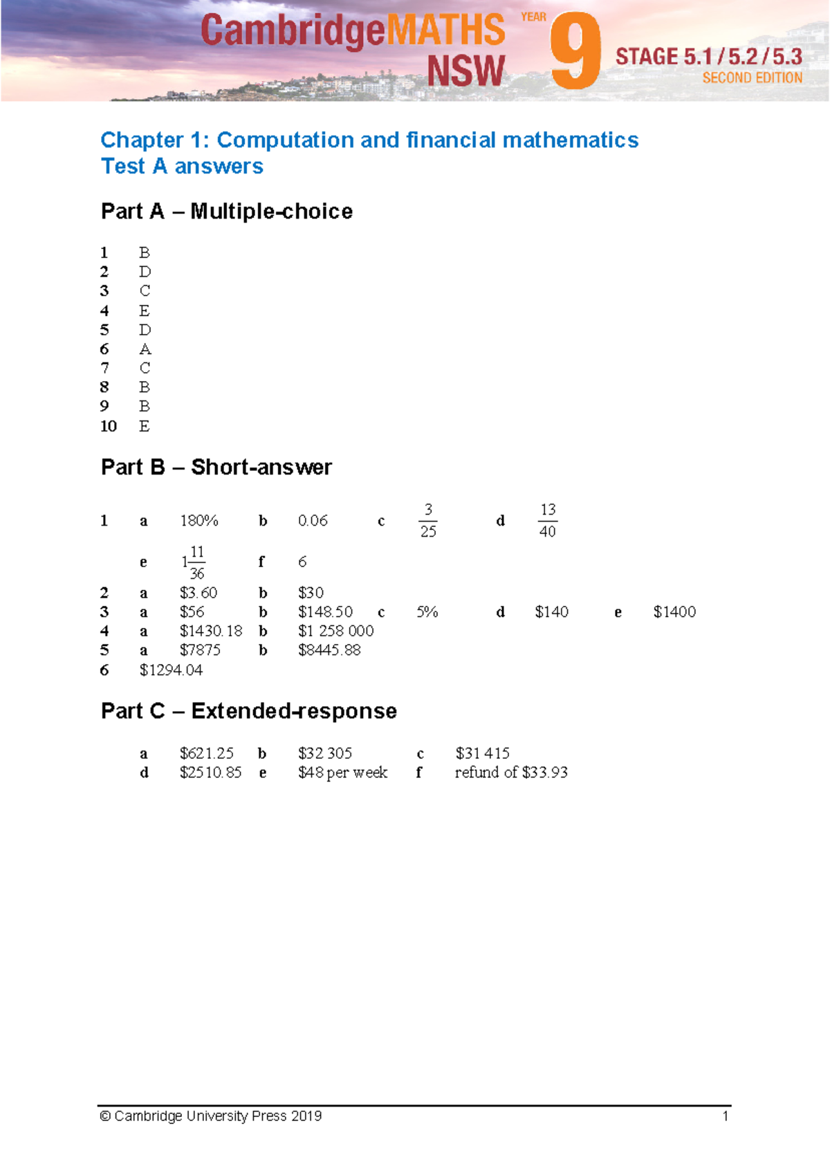 Camb Maths 9 5 - © Cambridge University Press 2019 1 Chapter 1 ...