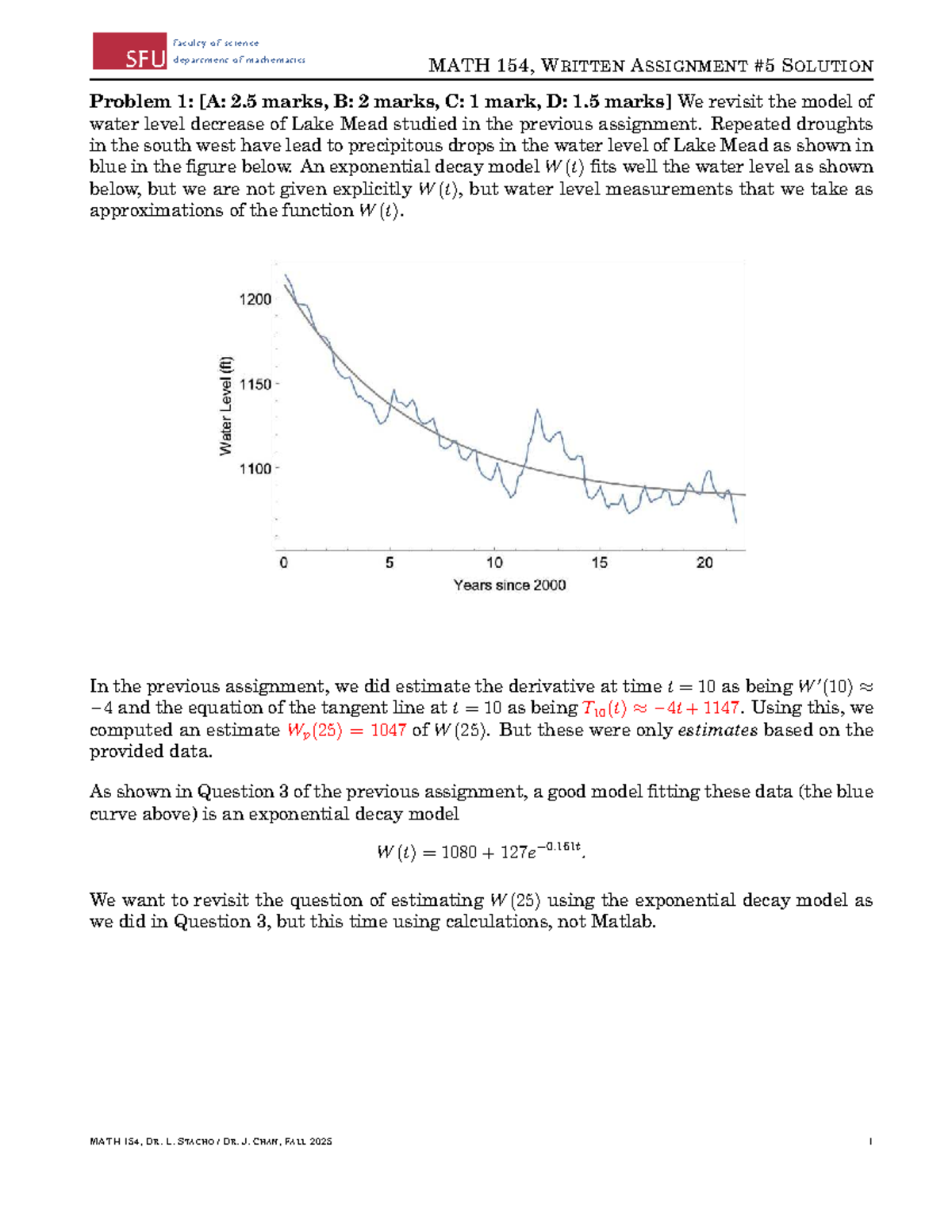 MATH 154, FALL 2010 WRITTEN ASSIGNMENT SOLUTIONS - Studocu