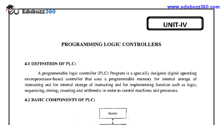 Mechatronics IV ECE (148): Overview of Programmable Logic Controllers ...