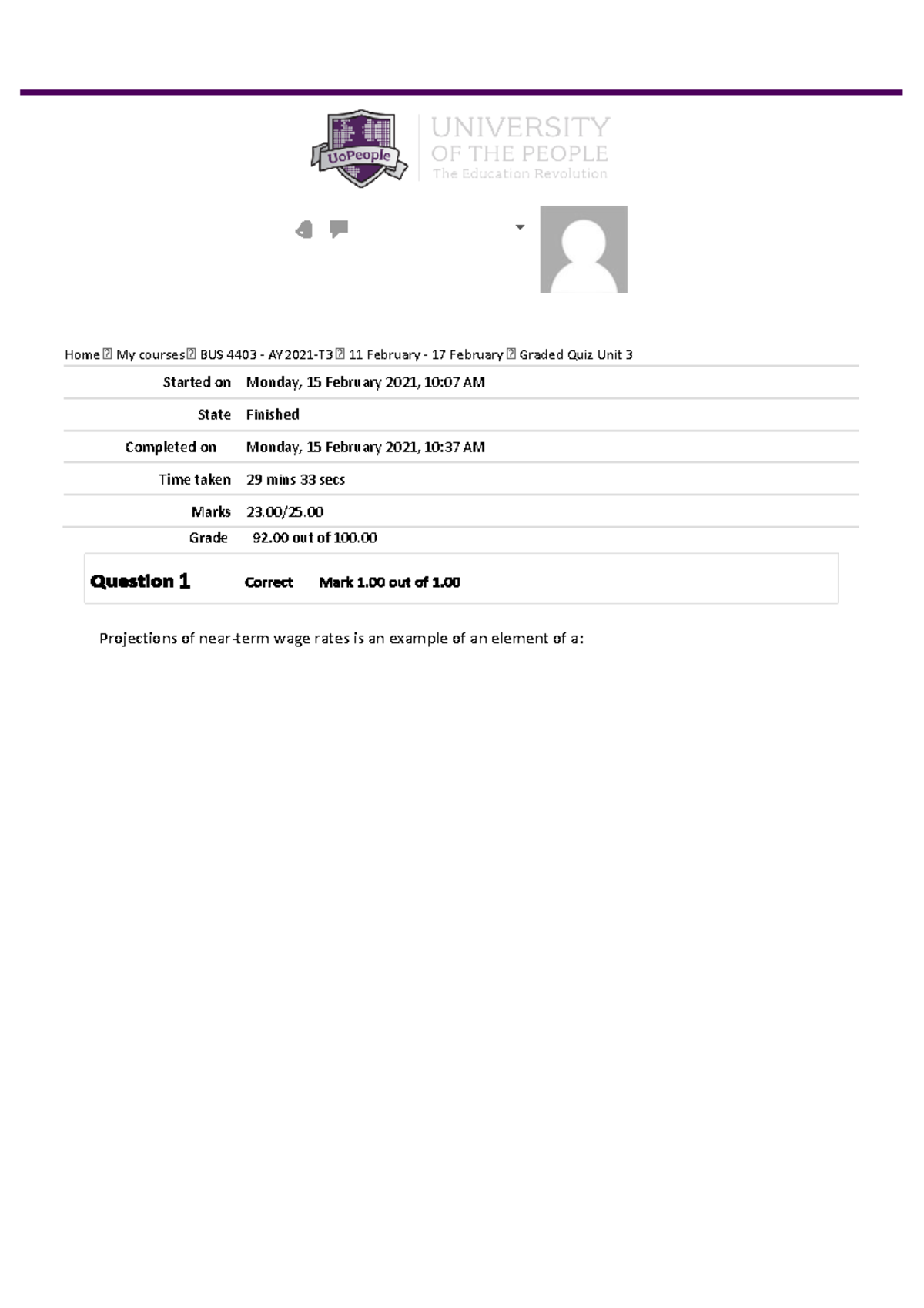 Graded Quiz Unit 3 Review for BUS 4403 - 92% Score Achieved - Studocu