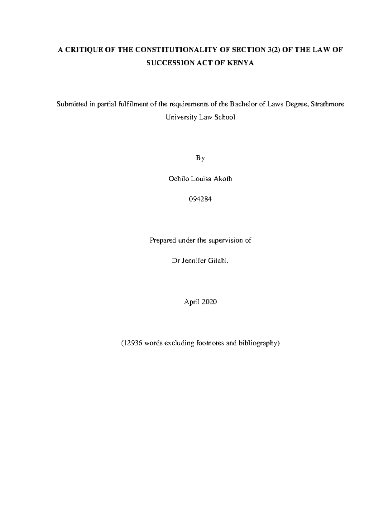 A Critical Analysis of the Constitutionality of Section 3(2) of the Law ...