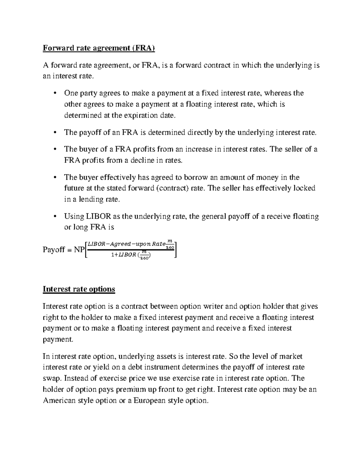Financial Derivatives: Forward Rate Agreements & Options (20260805 ...