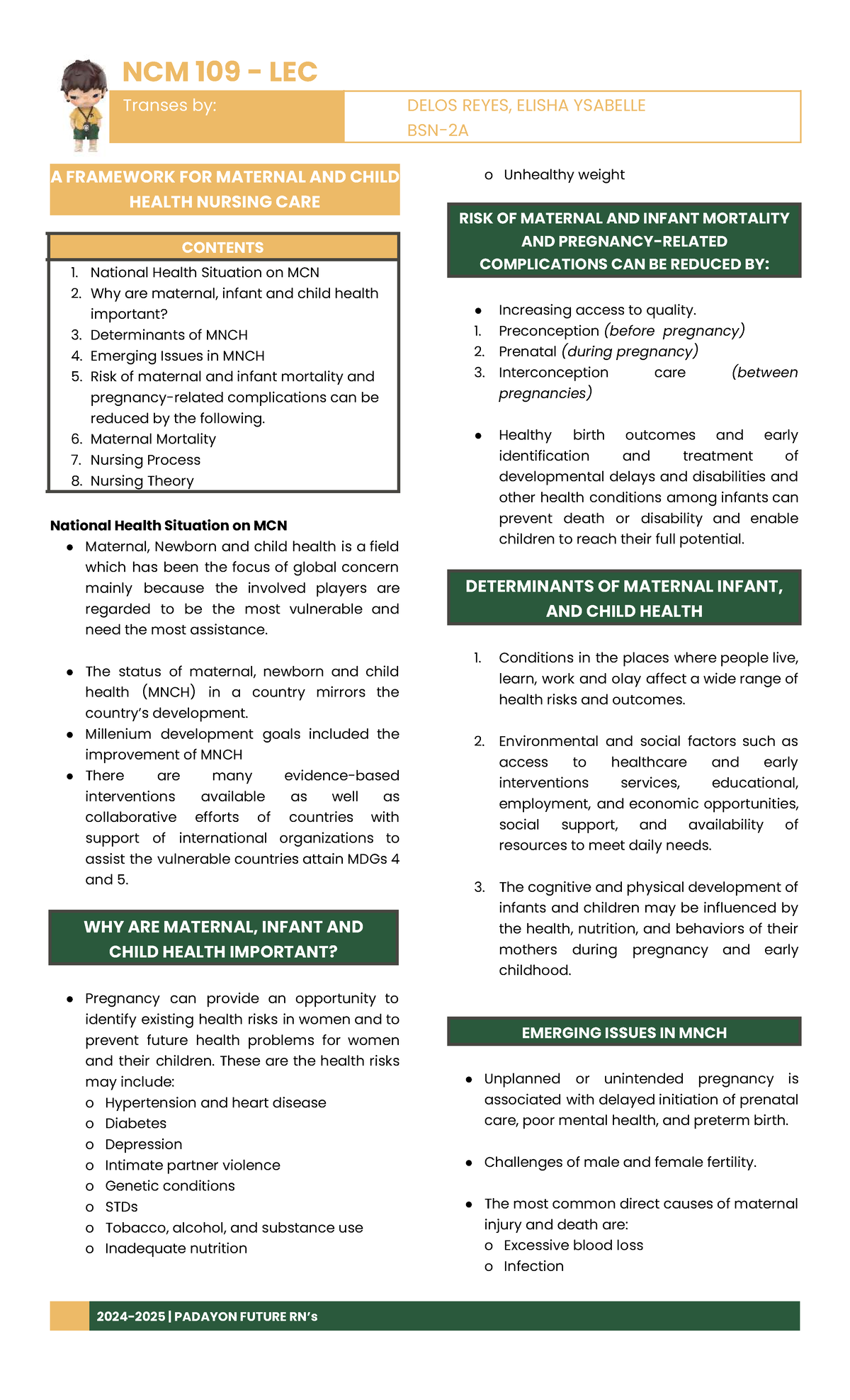 NCM 109 LEC: Framework for Maternal and Child Health Nursing Care - Studocu