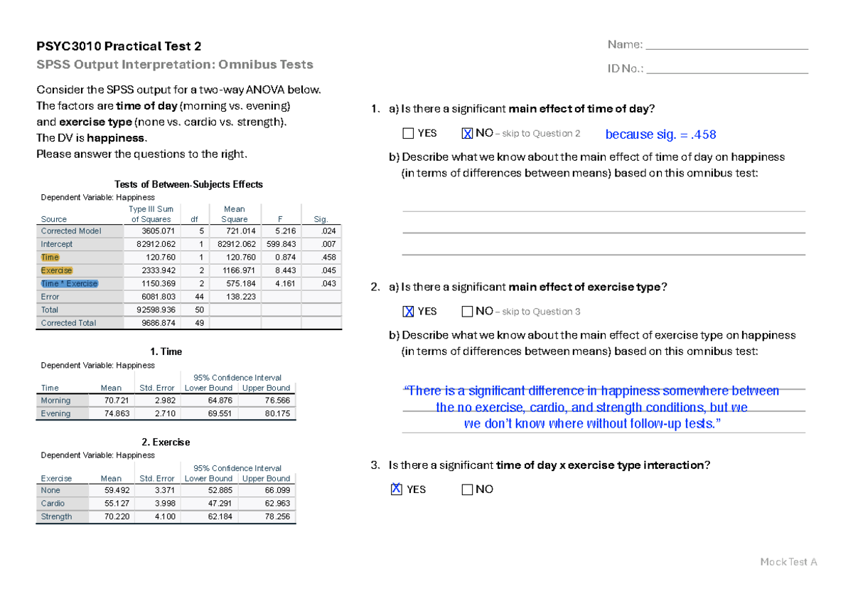 PSYC3010 Practical Test 2 Mock Tests - Mock Test A PSYC3010 Practical ...