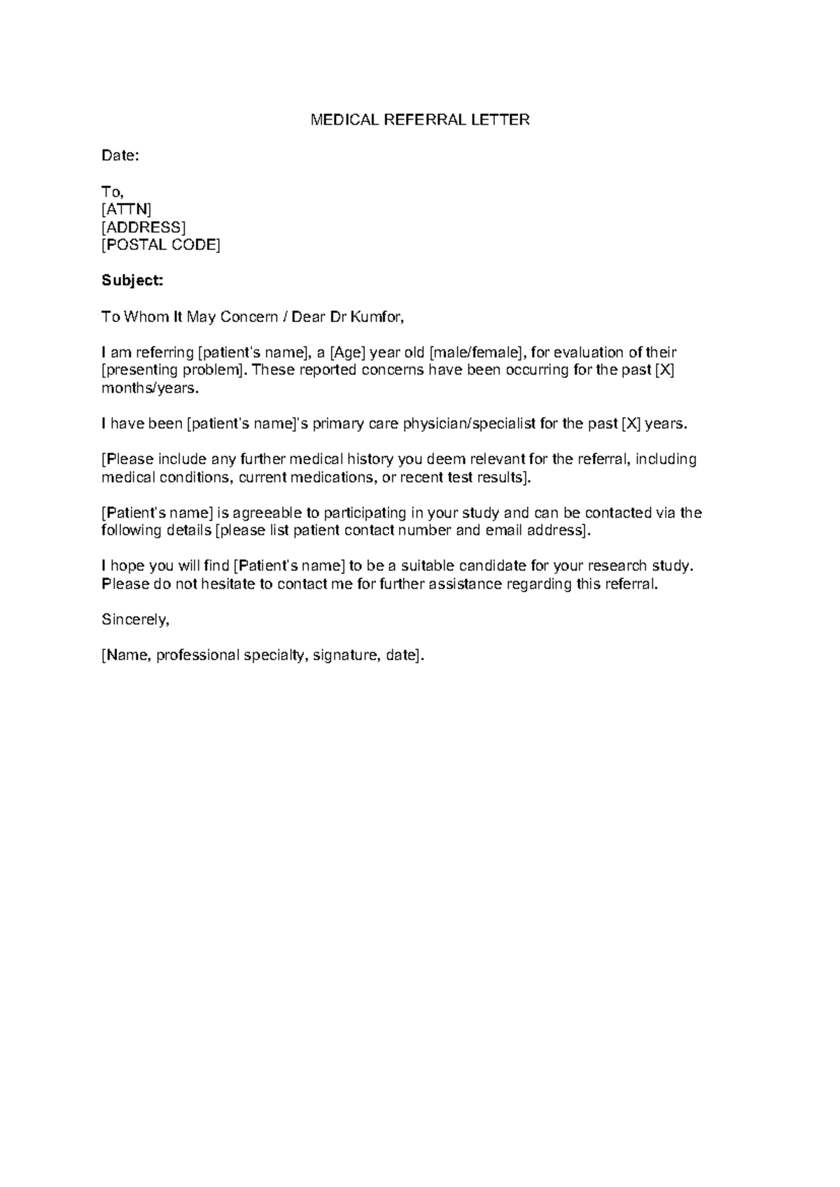 Medical Referral Letter Template - Updated for 10.05.21 - Studocu