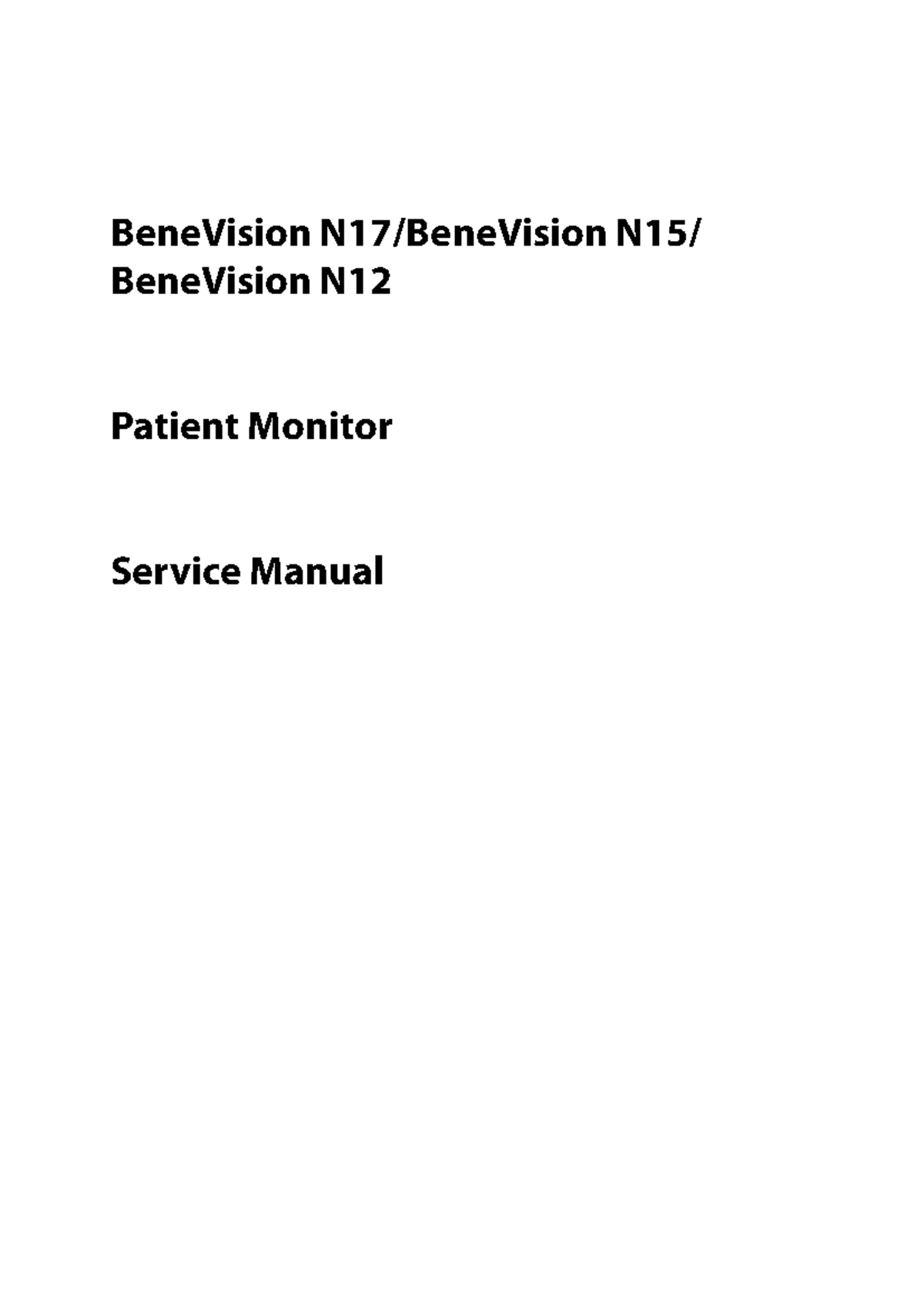 BeneVision N12 Patient Monitor Service Manual: IP & Warranty Info - Studocu