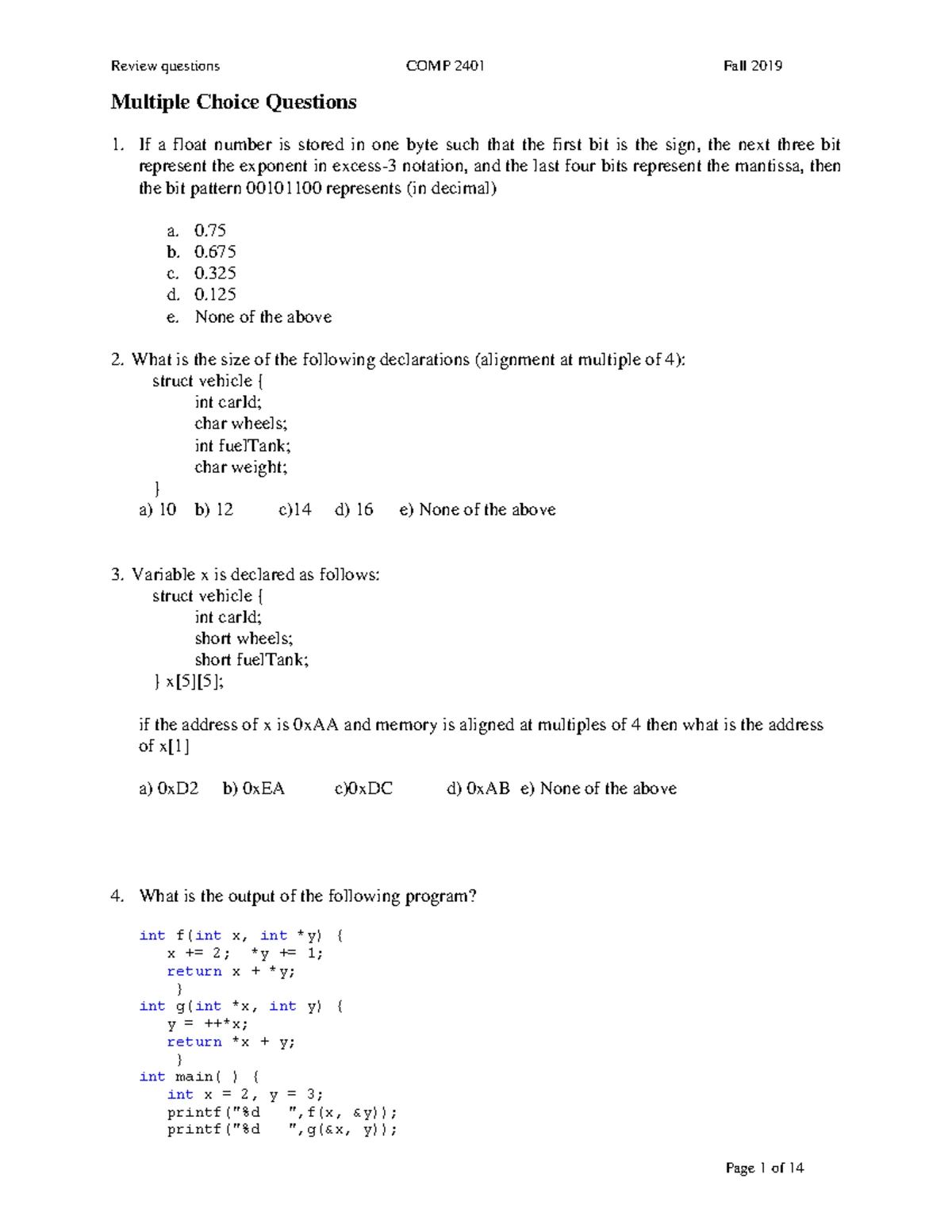 COMP2401 A1 W2019 - Assignment 1 - COMP2401 - Assignment (Due: Mon. Jan ...
