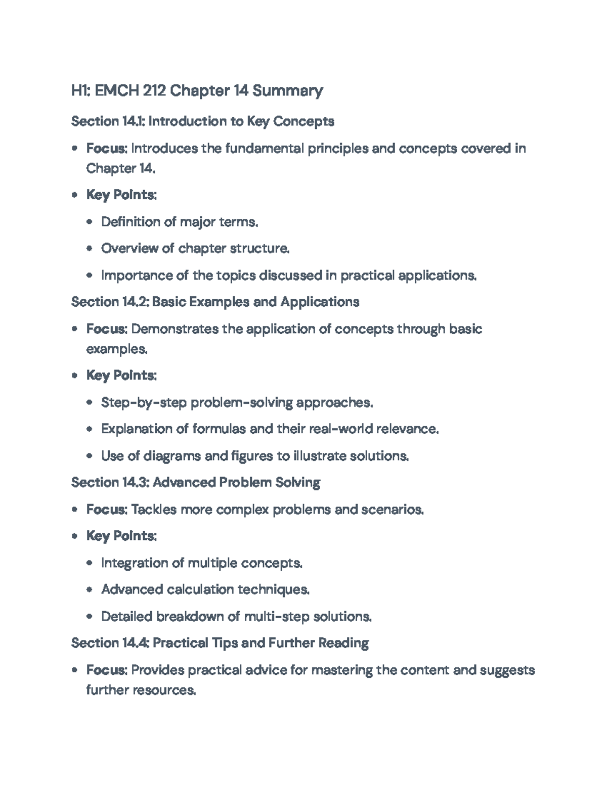 EMCH 212 Chapter 14 Summary: Key Concepts and Problem-Solving ...