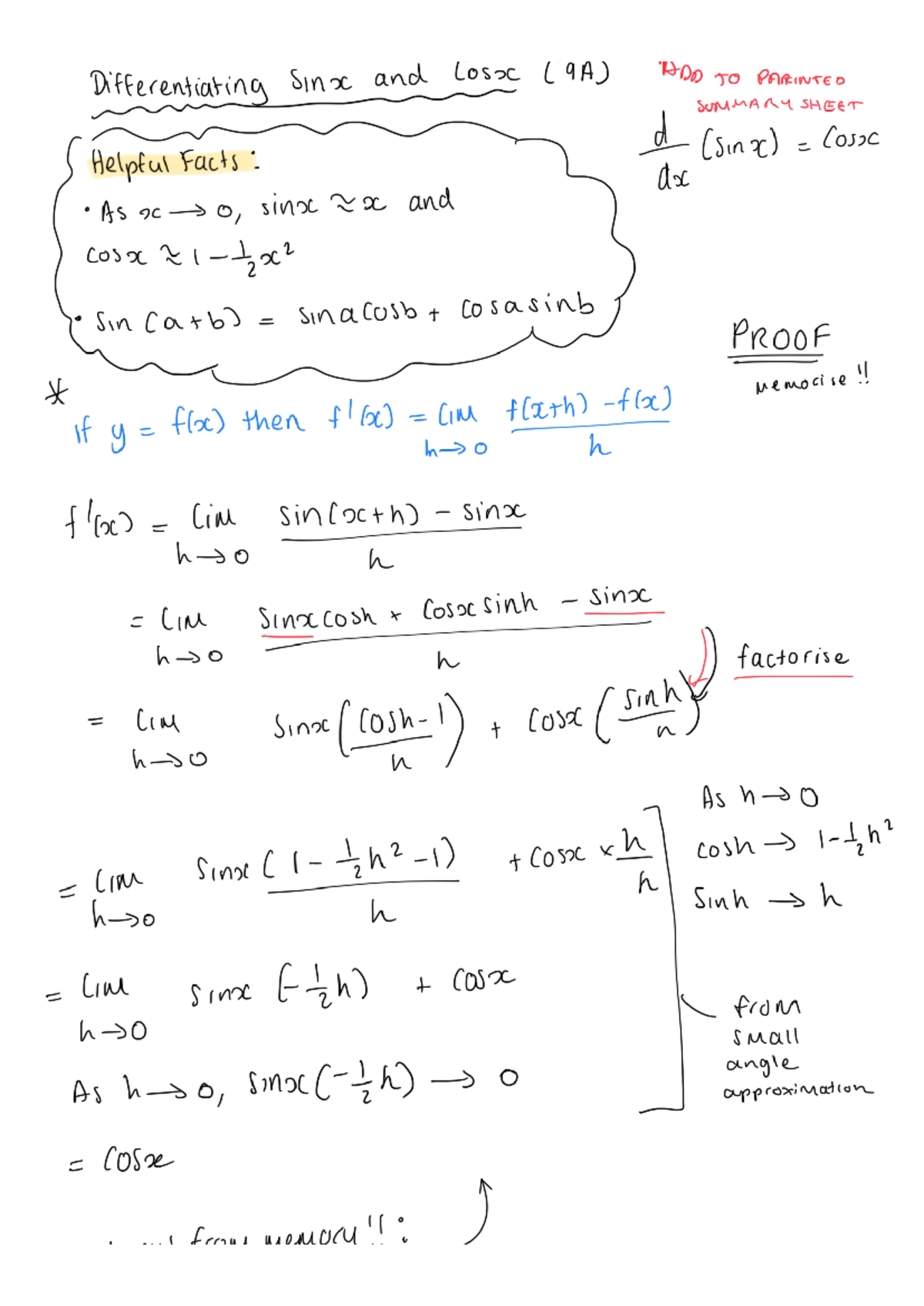 Differentiating Sins and Cos - Differentiating Sinx and Lossc (9A) HDD ...