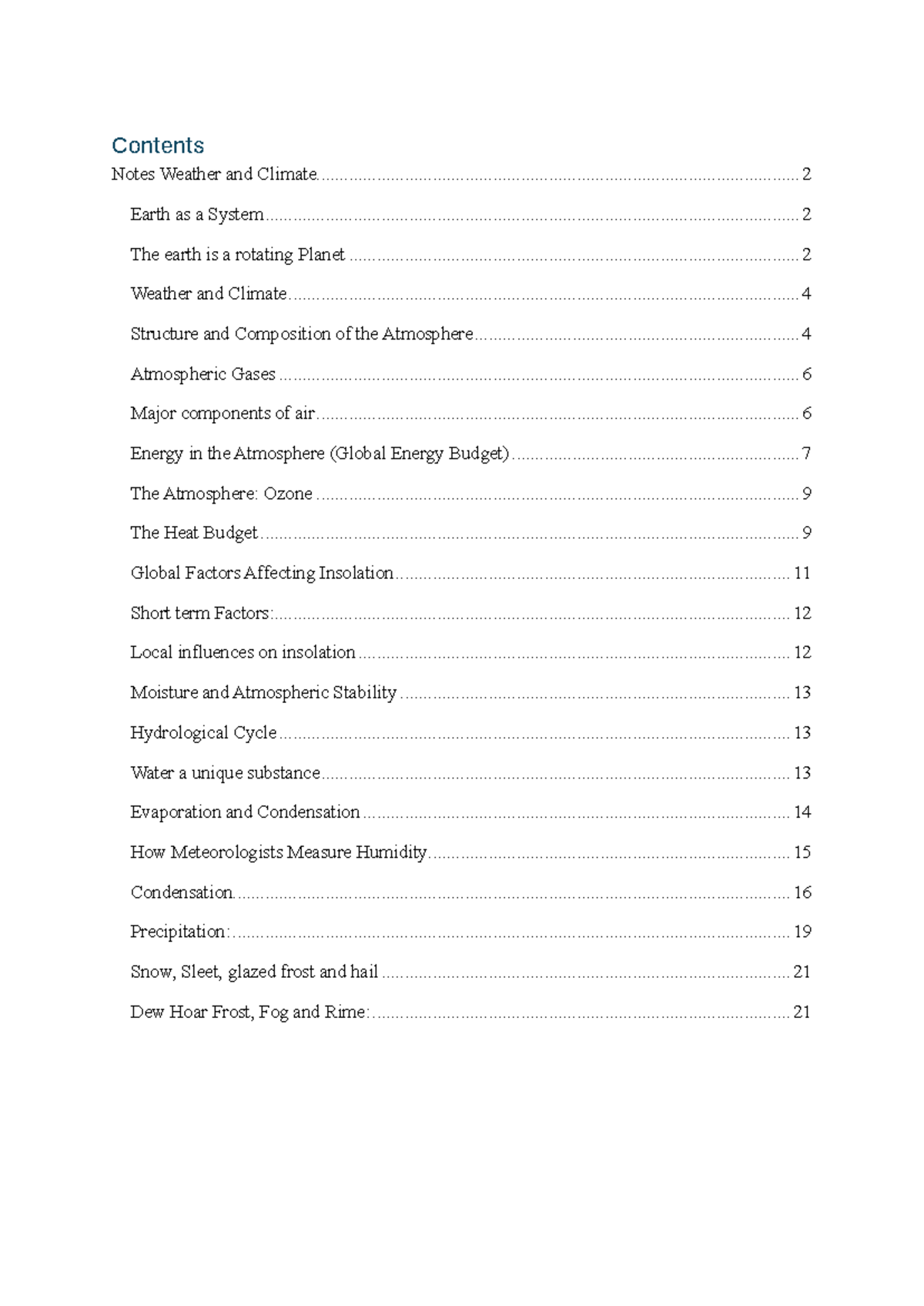 Weather and Climate Notes (Course Code: MET101) - Studocu