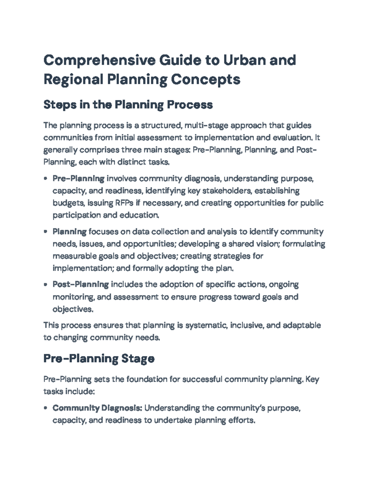 Comprehensive Overview of Urban & Regional Planning Concepts (URP 101 ...