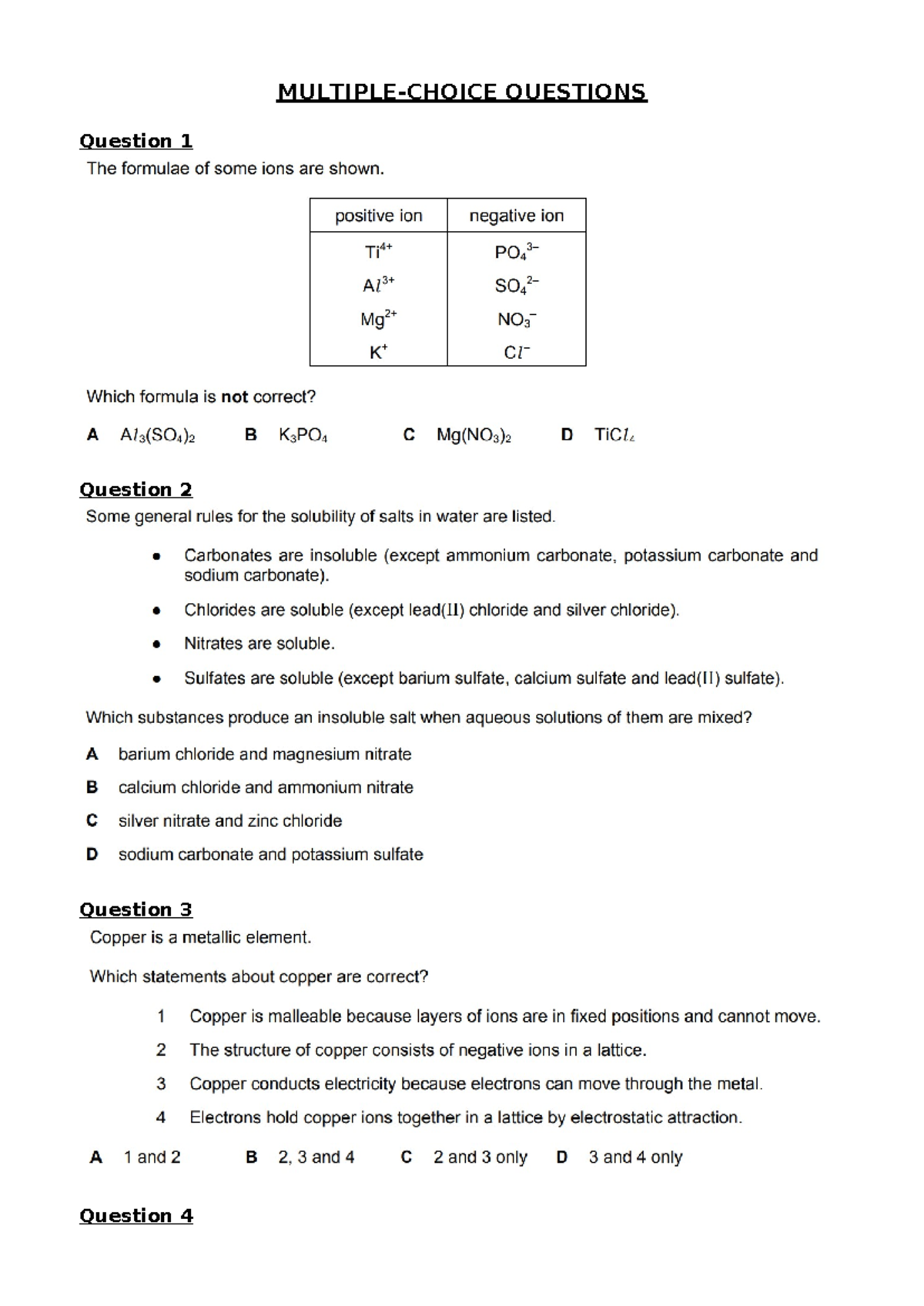 Practice Exam: Molecular Compounds & Formulas - Studocu