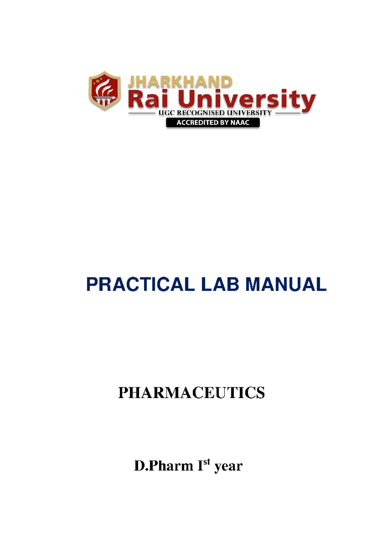 Pharmaceutics Lab Manual D.Pharm 1st Year: Practical Preparations - Studocu