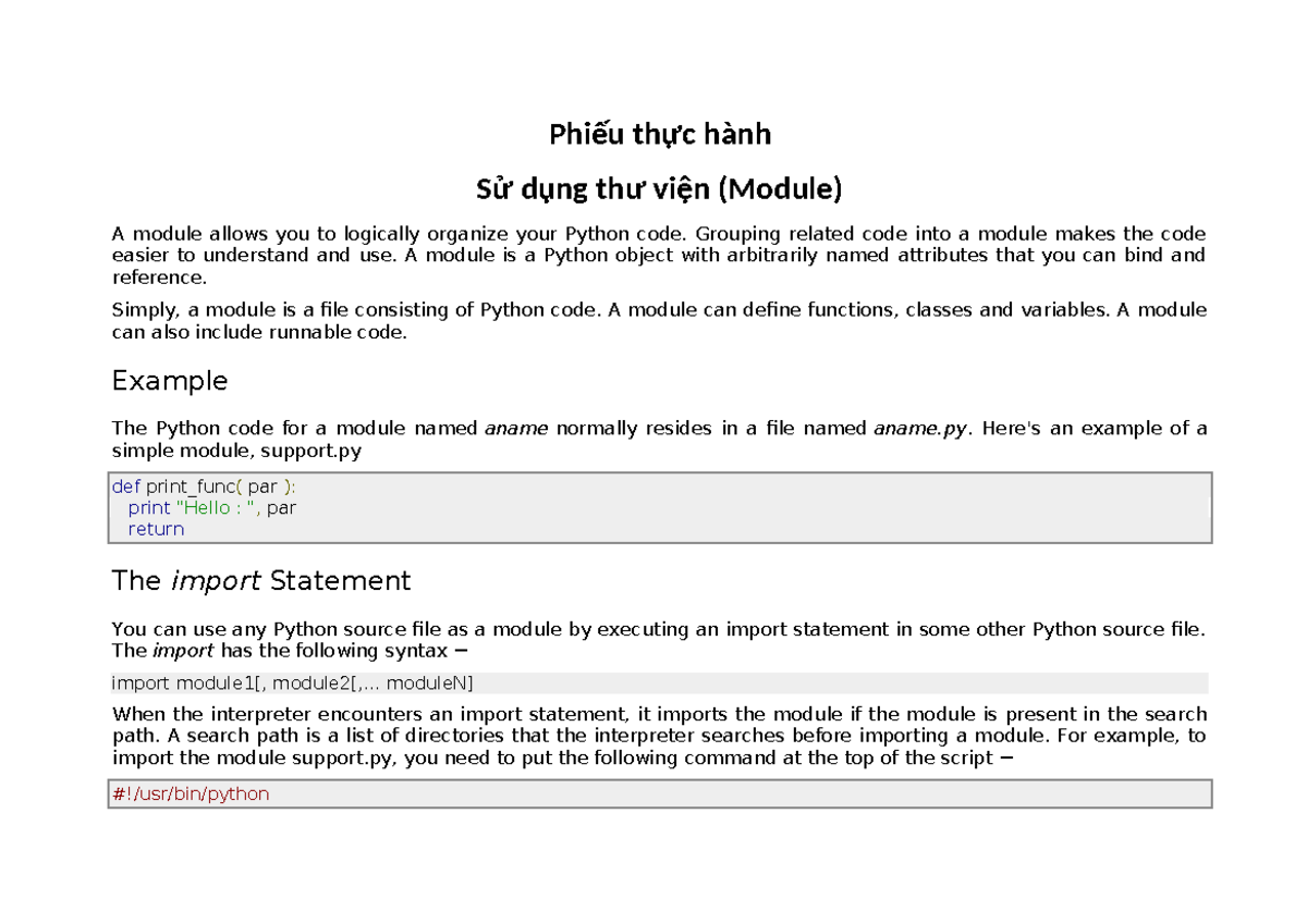 Phiếu thực hành - Module Time - Phiếu thực hành Sử dụng thư viện ...