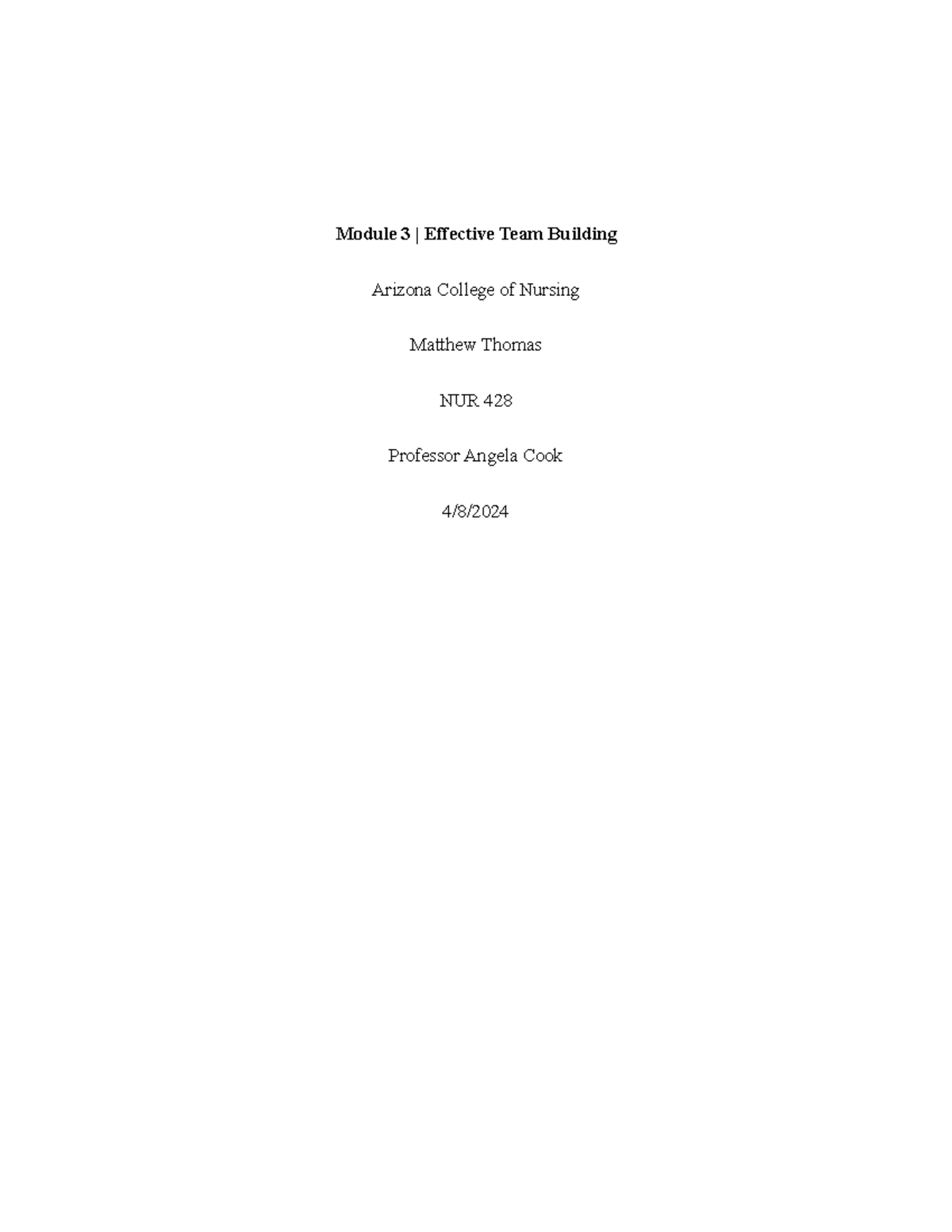 Module 3 Effective Team Building - Module 3 | Effective Team Building ...