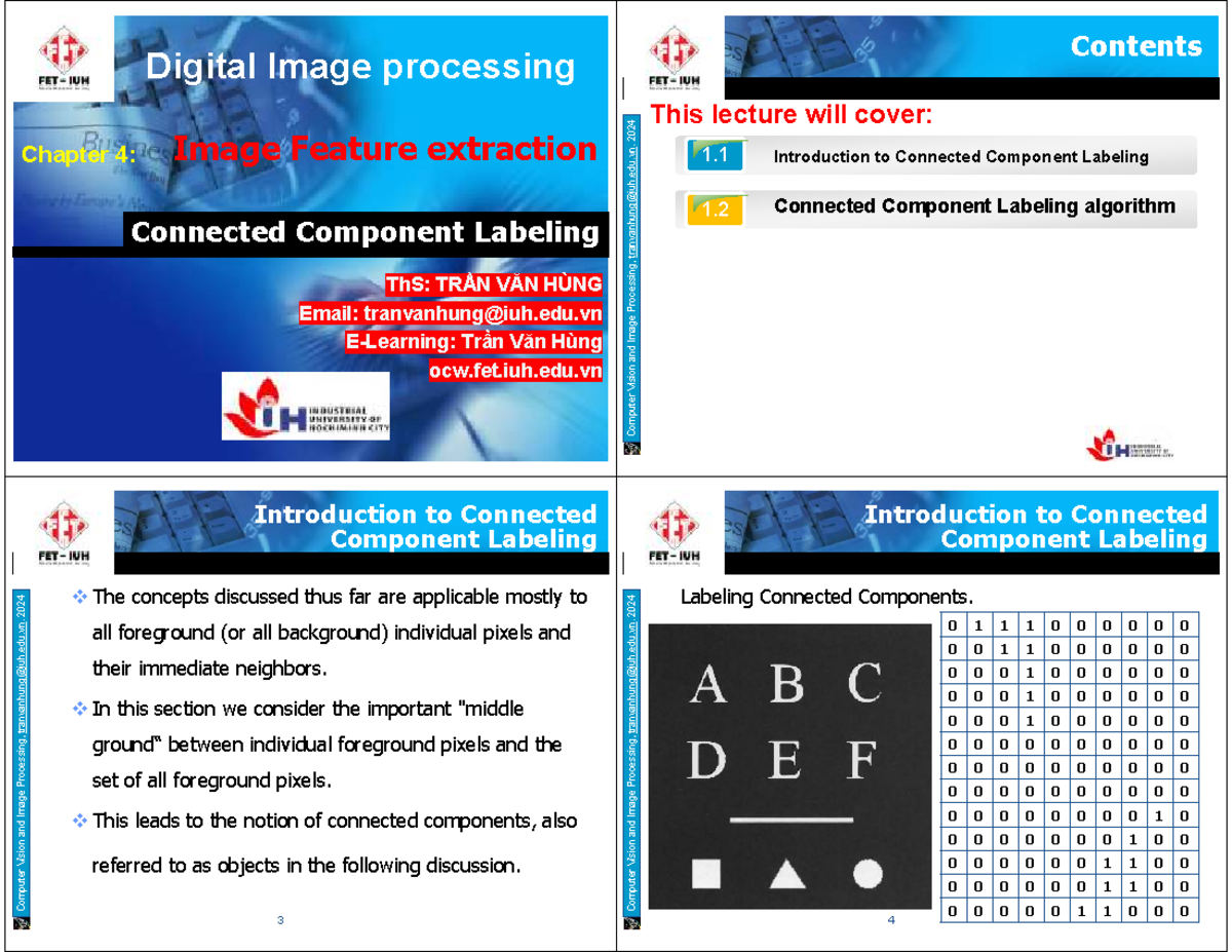 11 Chapter 4 DIP Image Feature extraction Connected Component Labeling ...