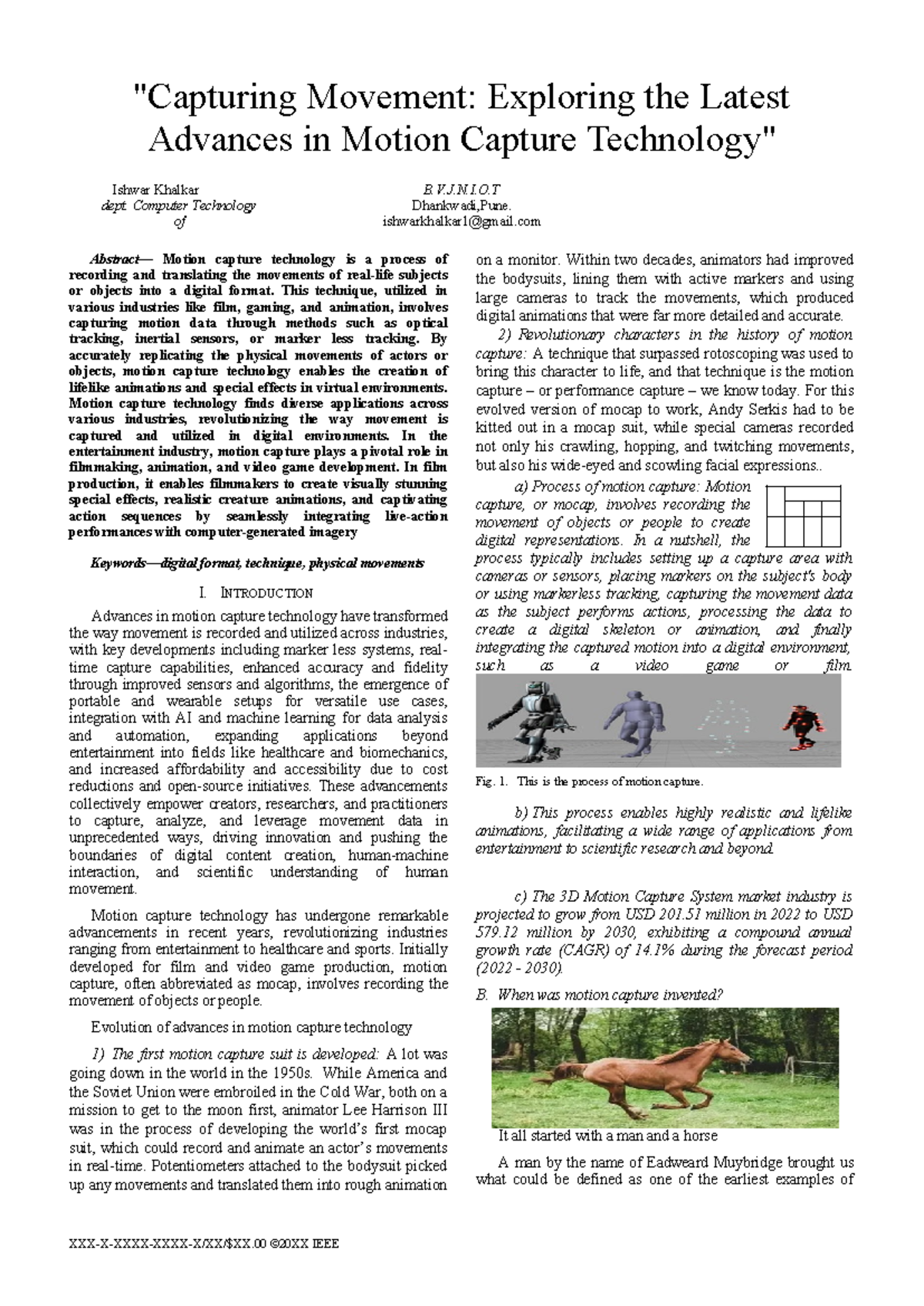 Technical paper Adavances Motion capture technology - 