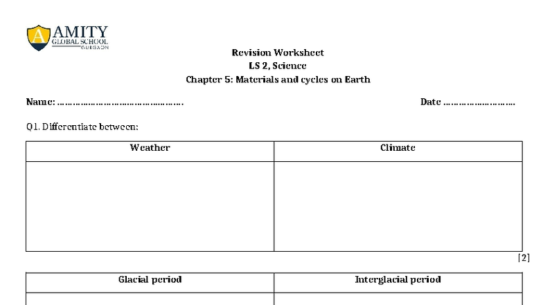 Science LS-2 Revision Worksheet: Chapter 5 - Materials & Cycles - Studocu