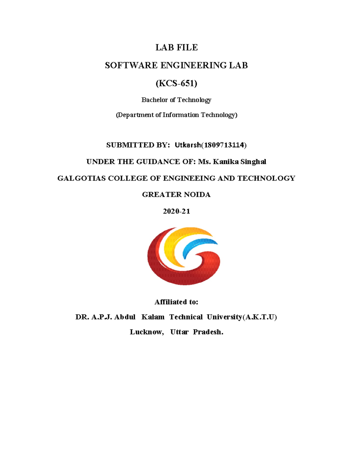 Software Engineering Lab (KCS-651): Practical Assignments and Diagrams ...
