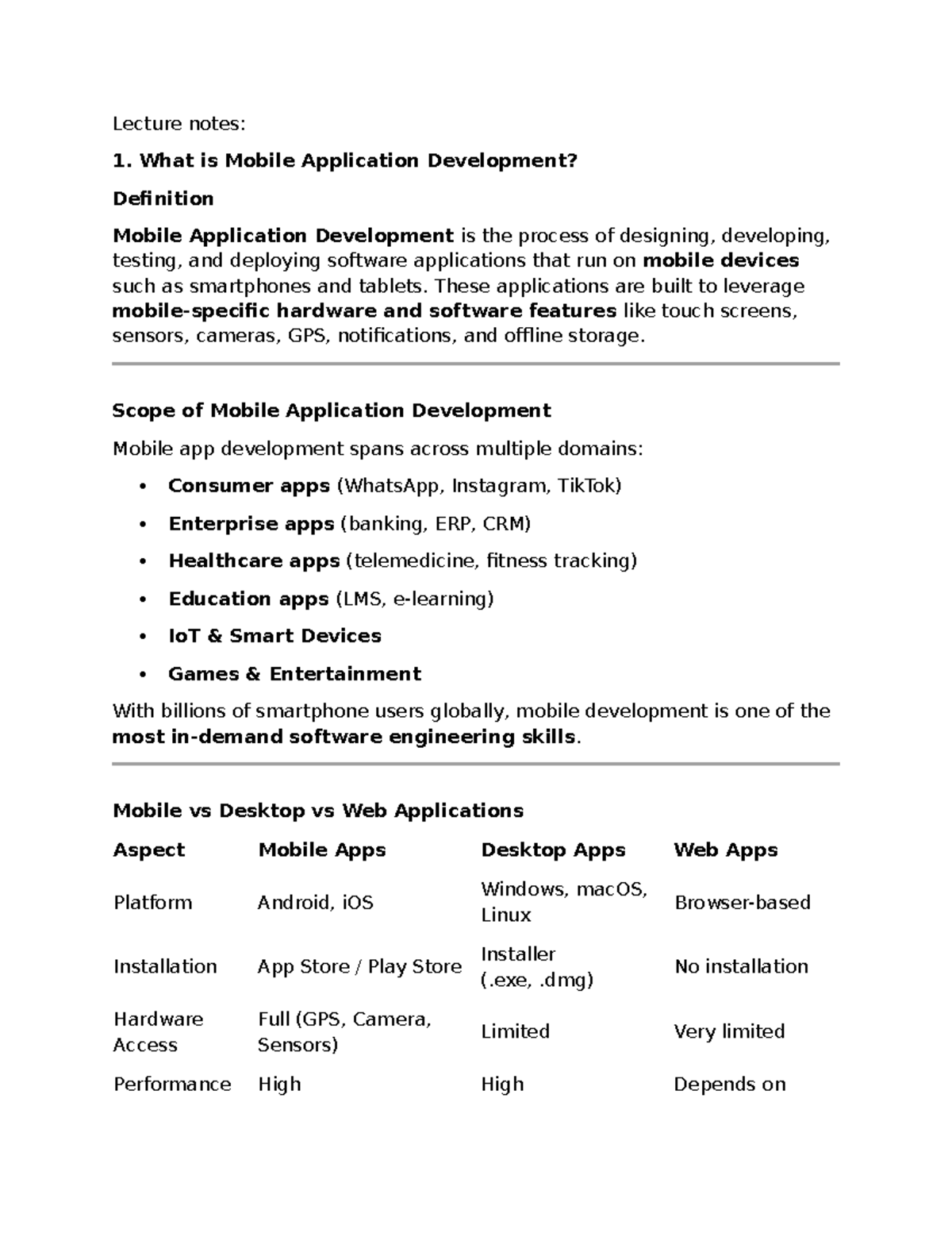 Lecture Notes: Basics of Mobile App Development (CS101) - Studocu