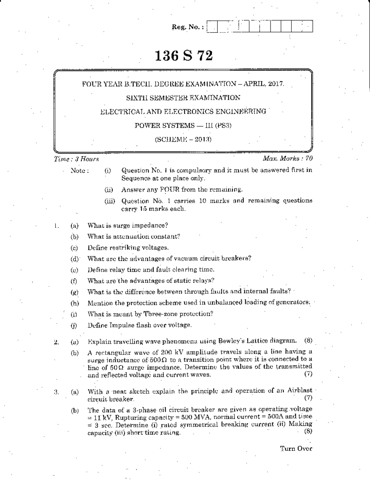PS3 - Previous Year Question Paper for Power Systems Exam - Studocu