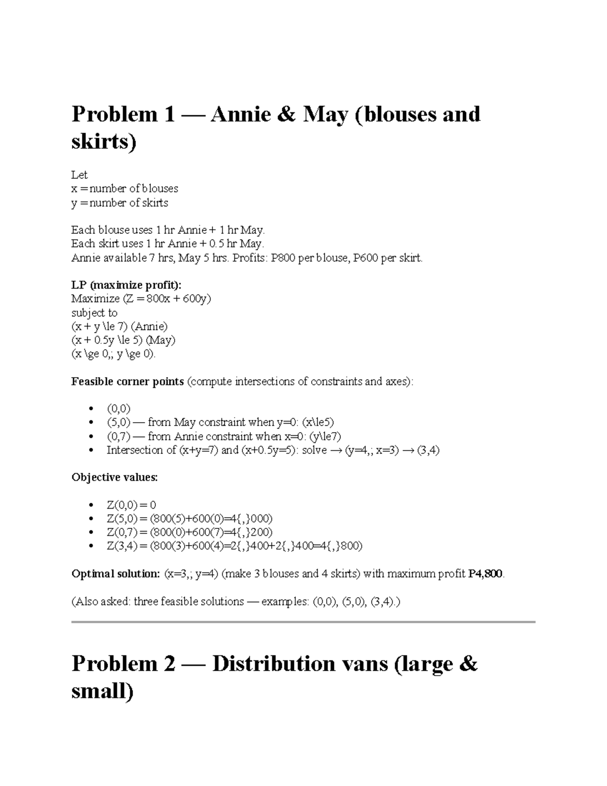 Manscie - LP Optimization Notes: Problems on Profit Maximization and ...
