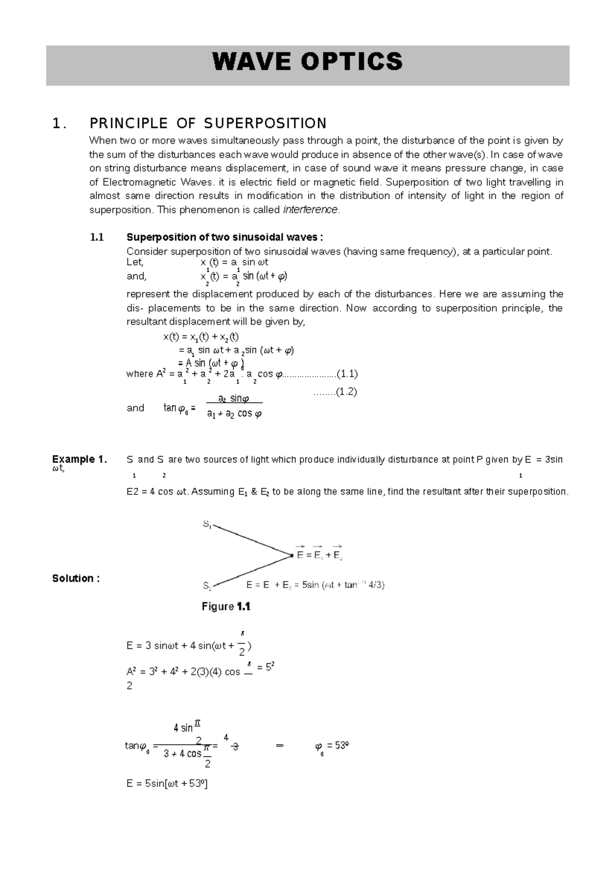 Notes on Wave Optics - Principle of Superposition in Physics - Studocu