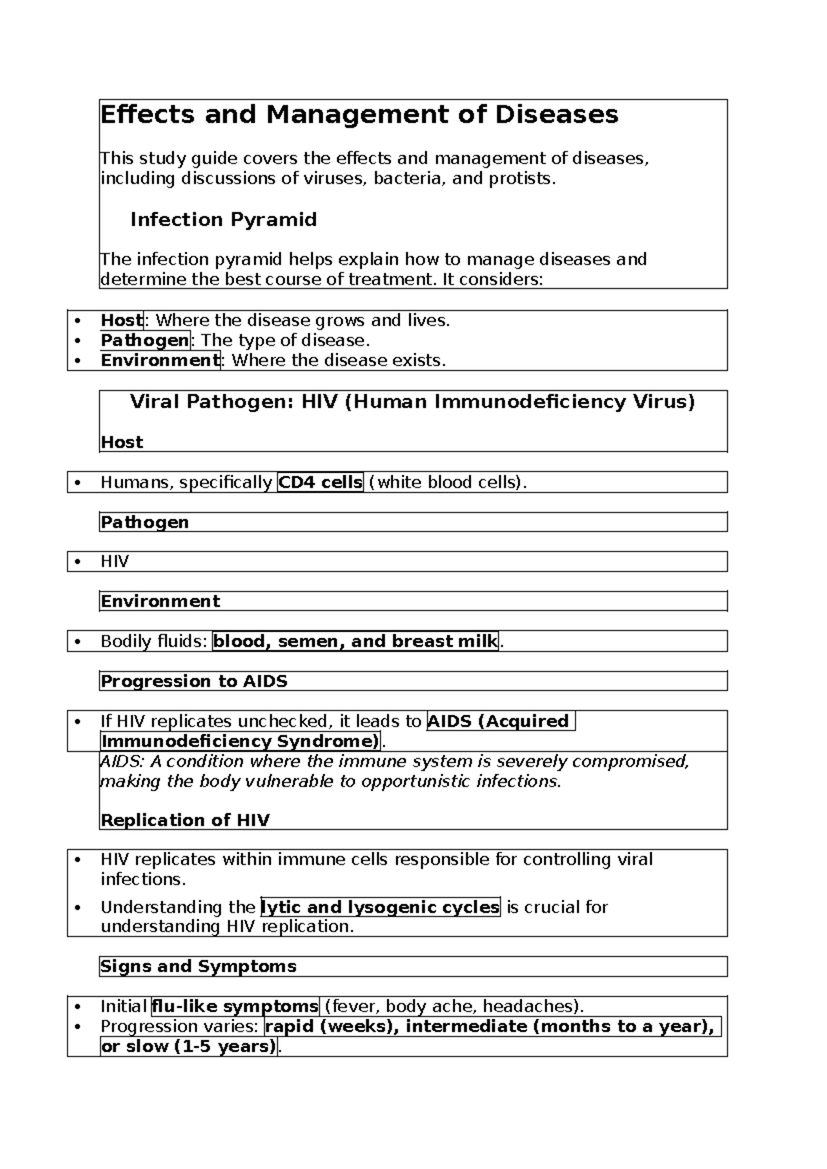 Effects and Management of Diseases: A Study Guide on Pathogens - Studocu