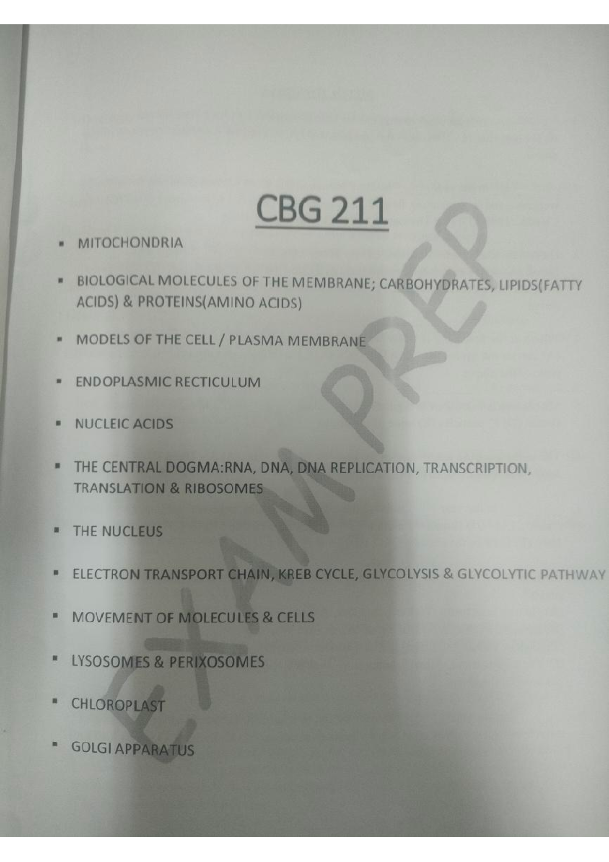 CBG 211 Final Exam Study Guide: Mitochondria, Biomolecules & Cell ...