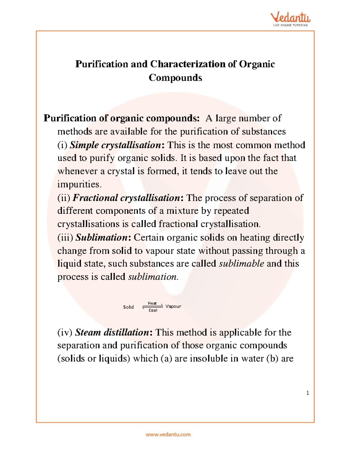 JEE Main 2023 Chemistry Revision: Purification & Characterization of ...