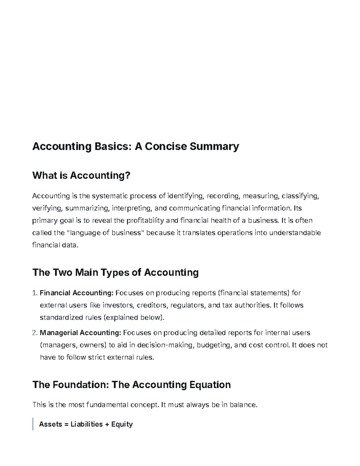 Accounting Basics 202: A Concise Summary of Key Concepts - Studocu
