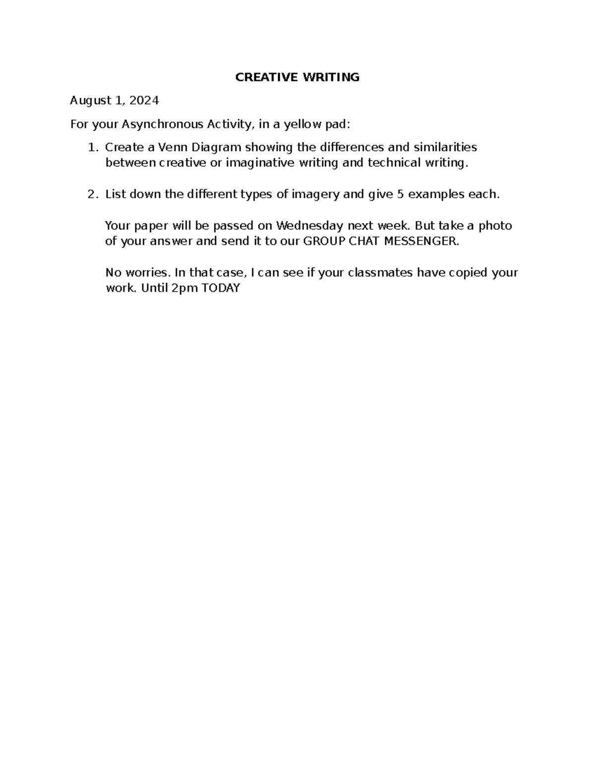 Creative- Writing - presentation - CREATIVE WRITING August 1, 2024 For ...