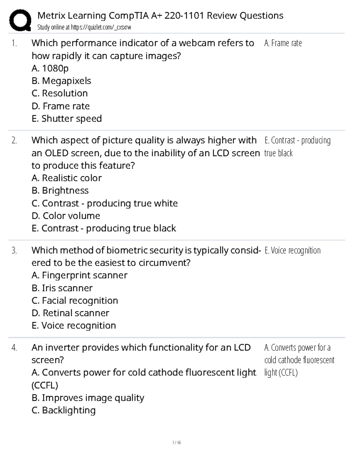 CompTIA A+ Practice Questions: Exam Cram for Core 1 (220-1001) & Core 2 ...