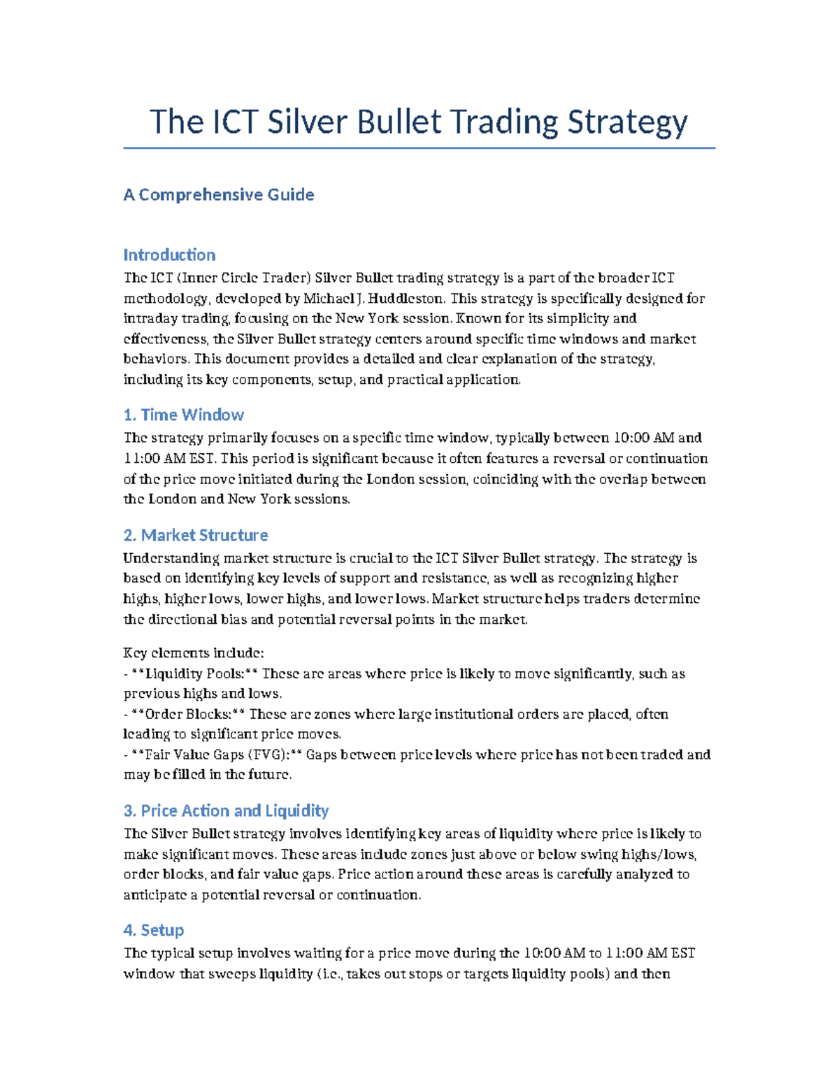 ICT Silver Bullet Trading Strategy - Huddleston. This strategy is ...