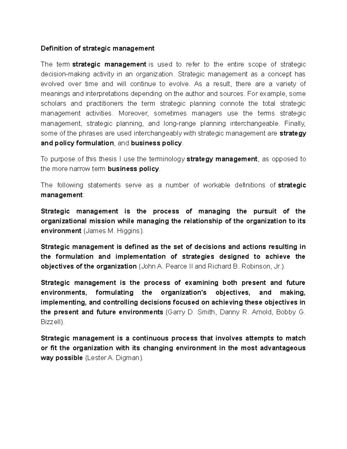 Key Terms in Strategic Management (MGMT 101) - Studocu