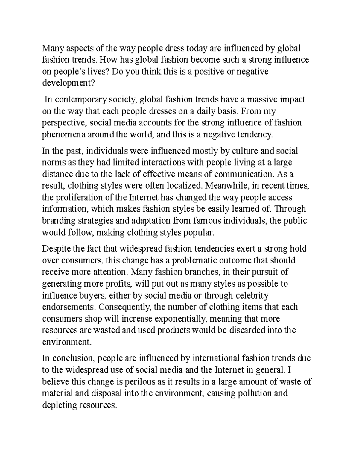 The Impact of Global Fashion Trends on Modern Dressing: A Critical ...