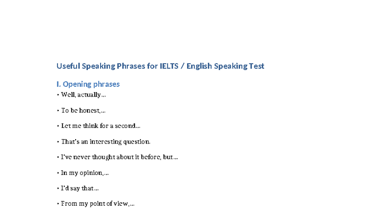 Useful Speaking Phrases for IELTS Speaking Test I: Key Expressions ...