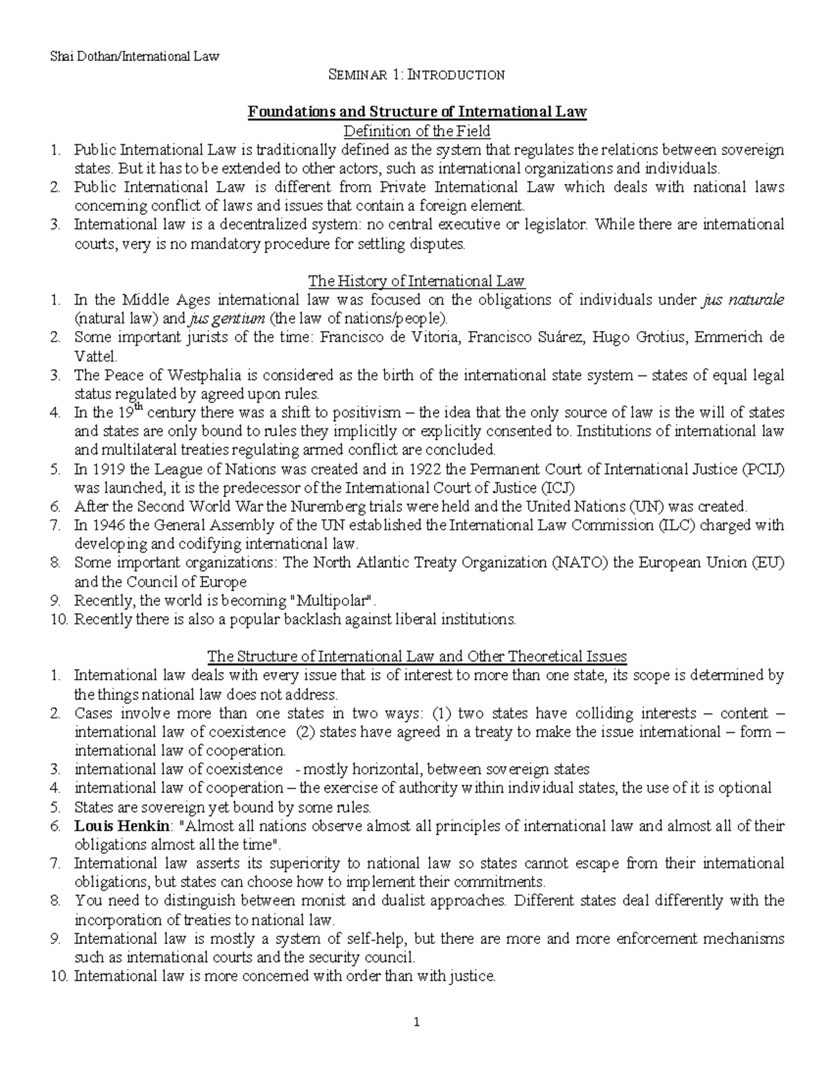 IL 101: International Law Seminar Outline & Key Concepts - Studocu