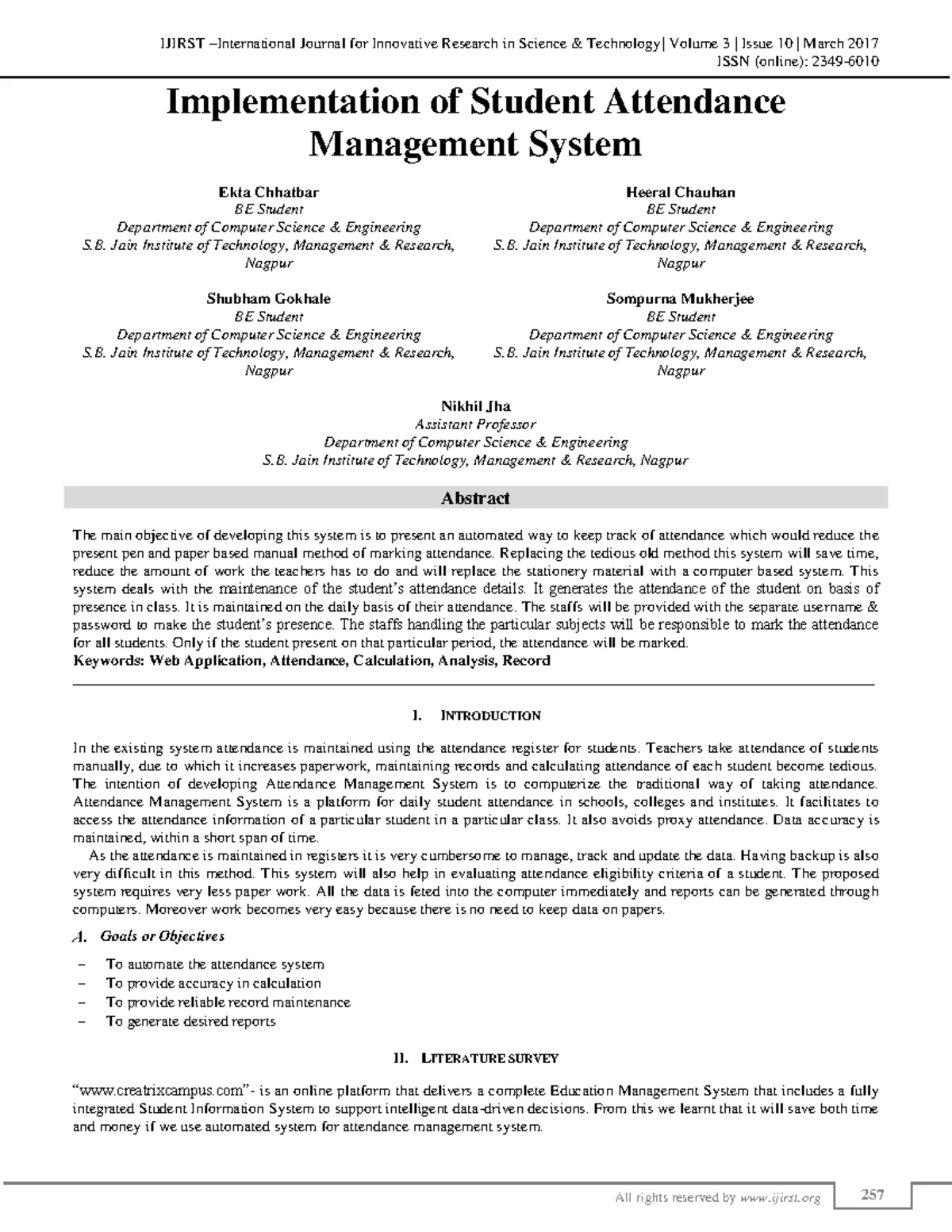 Attendance Management System: A Comprehensive Overview and Design - Studocu