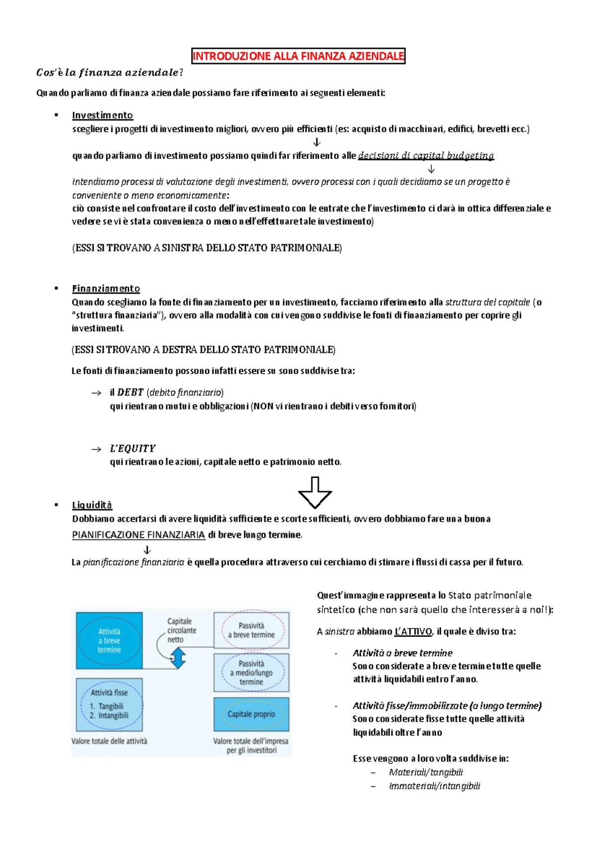 Finanza Aziendale - INTRODUZIONE ALLA FINANZA AZIENDALE 𝑪𝒐𝒔’è 𝒍𝒂 ...