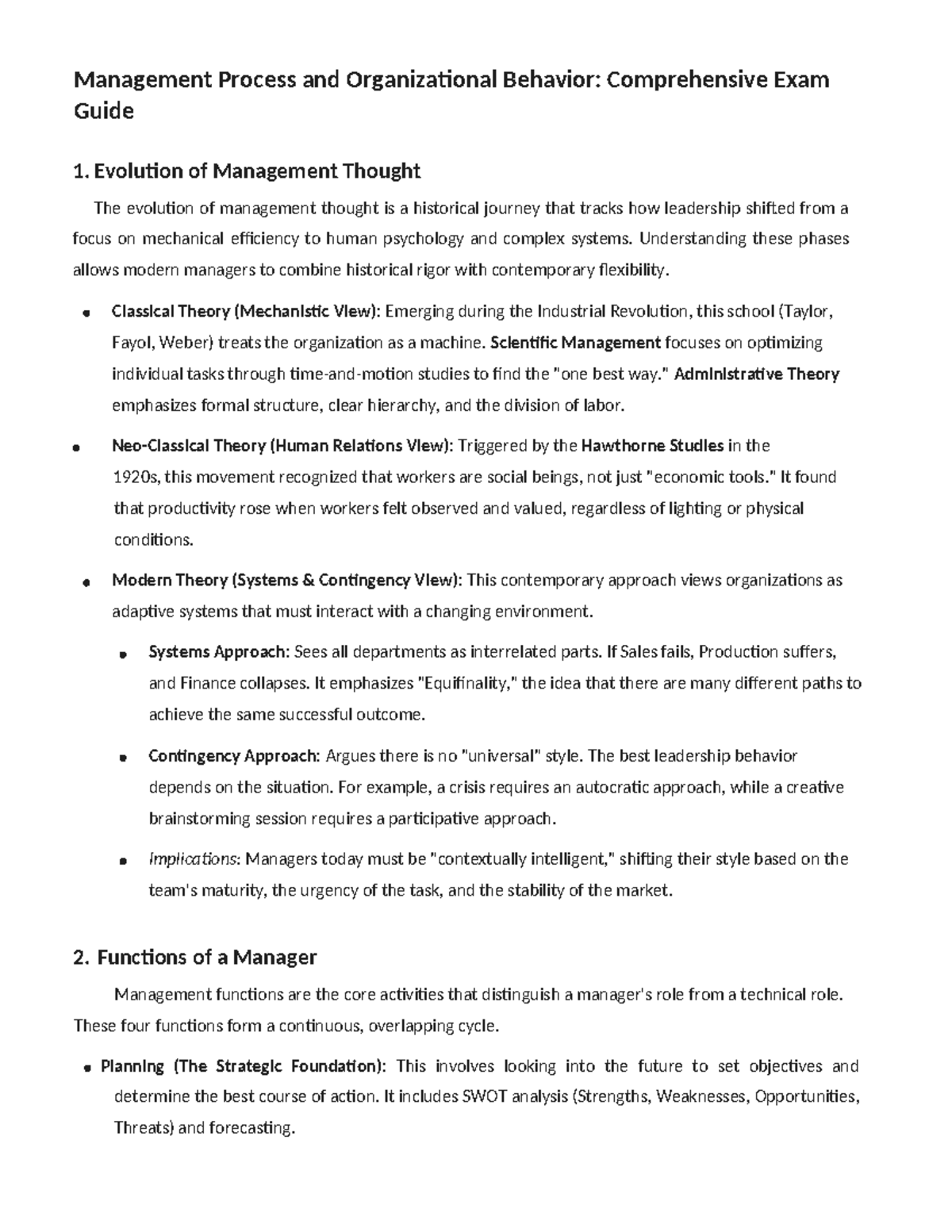 MGT 301: Comprehensive Exam Guide on Management Processes & Leadership ...