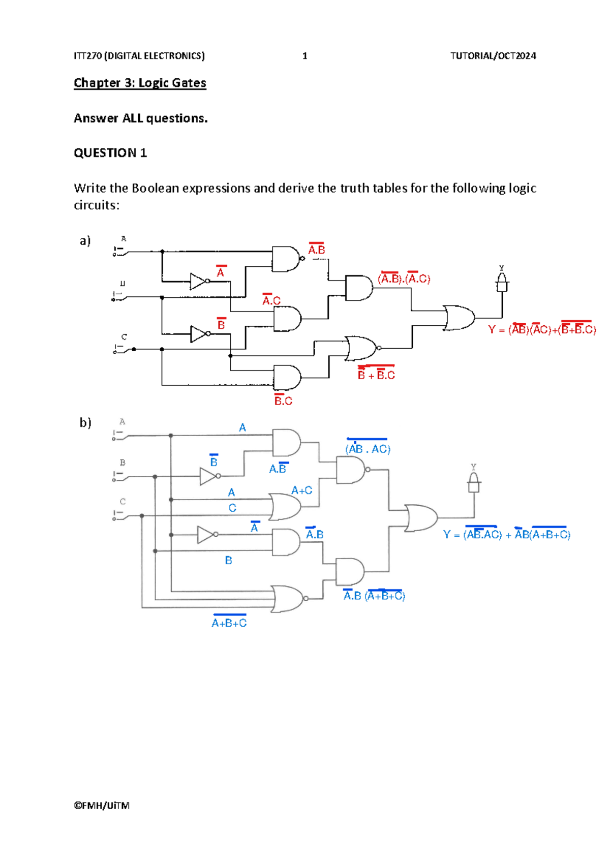 Exercise Chapter 3 - chap 3 - Digital electronic - ITT270 (DIGITAL ...