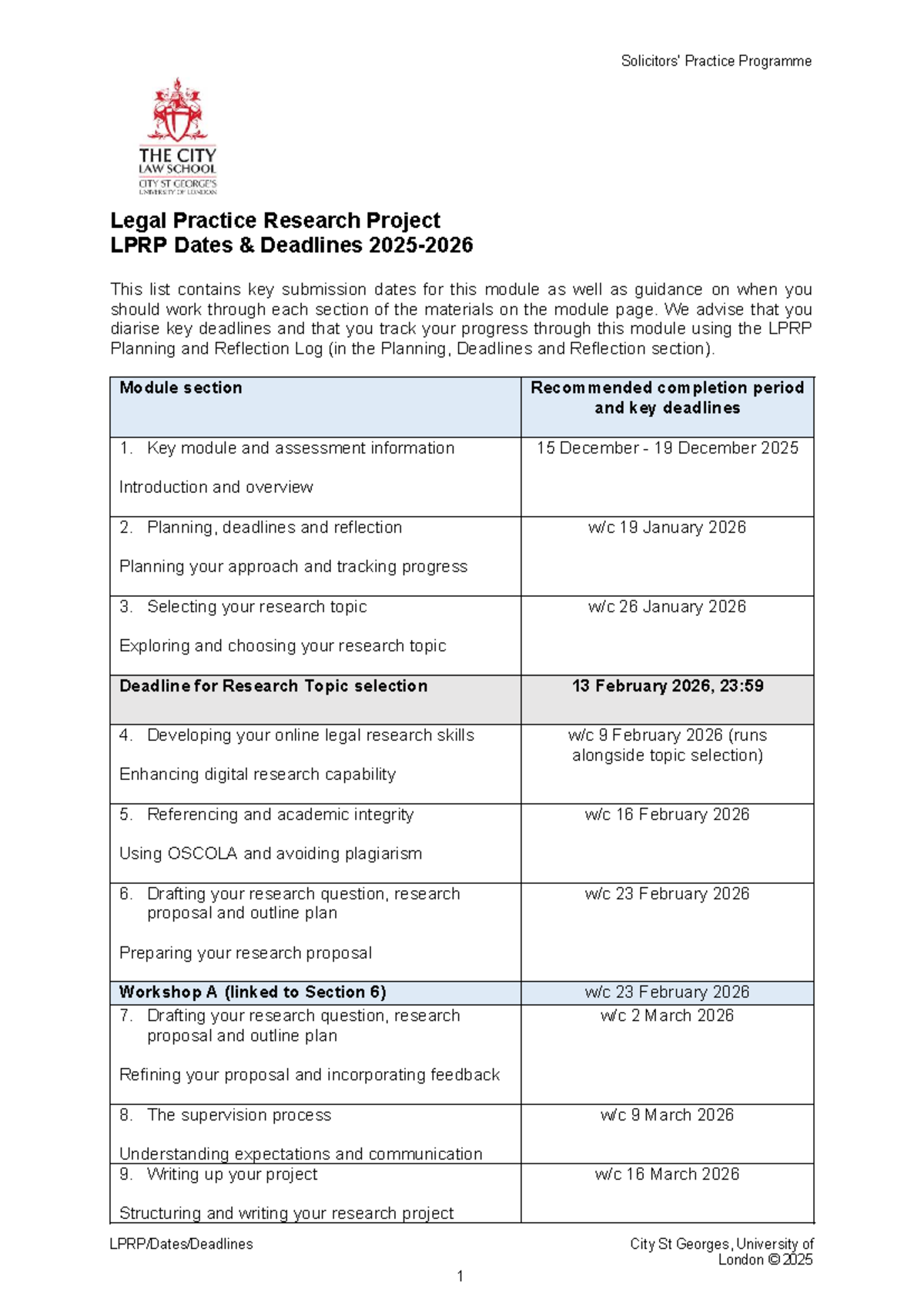 SPP-LPRP Key Dates & Deadlines for 2025-26 - Studocu