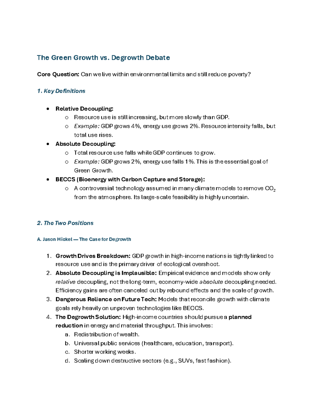 The Green Growth vs. Degrowth Debate: Climate Crisis Insights W 8 - Studocu