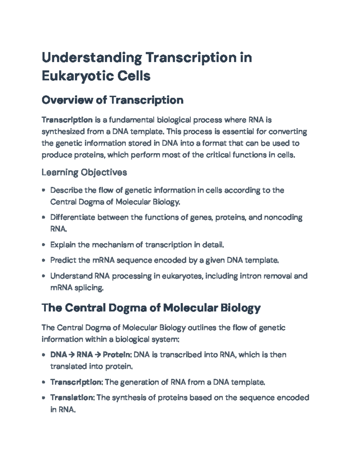 Understanding Transcription Mechanisms in Eukaryotic Cells - BIO101 ...