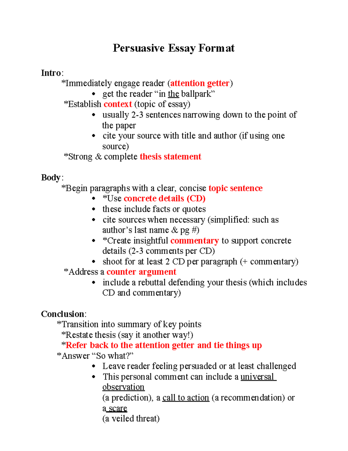 Essay Outline Template 32: Persuasive Essay Format Guide - Studocu
