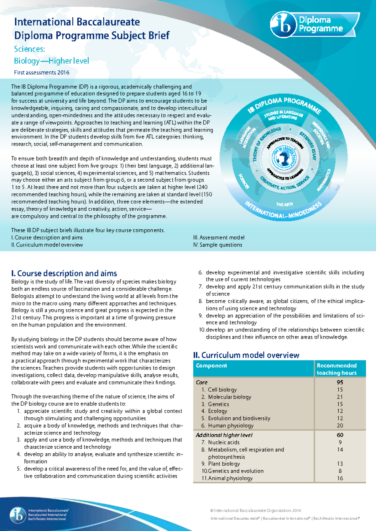 IB DP Subject Brief: Biology Overview & Assessment (2016) - Studocu