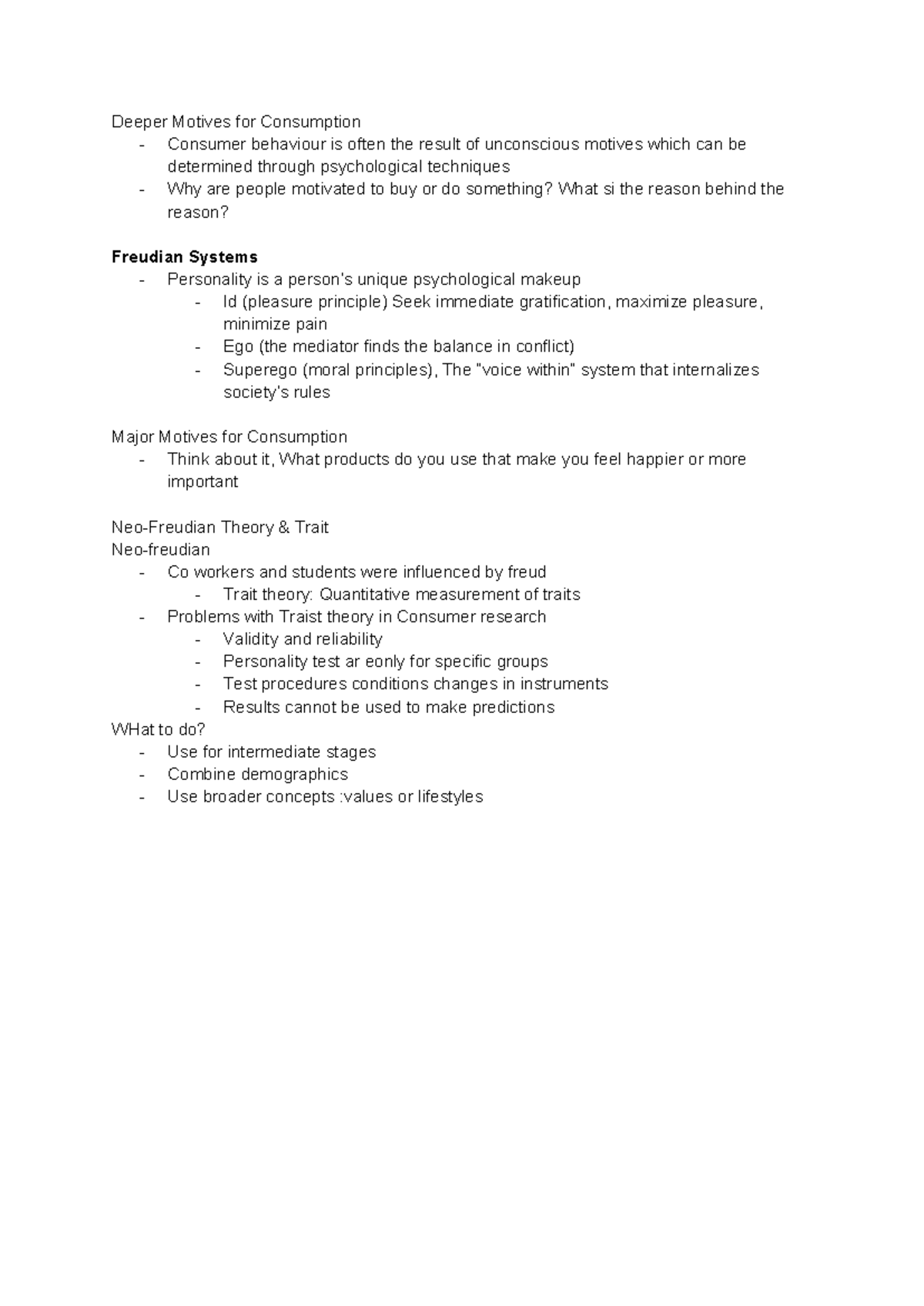 Class 5 ADM 3321 - Deeper Motives for Consumption - Consumer behaviour ...
